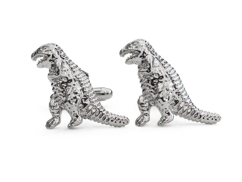silver t-rex dinosaur cufflinks